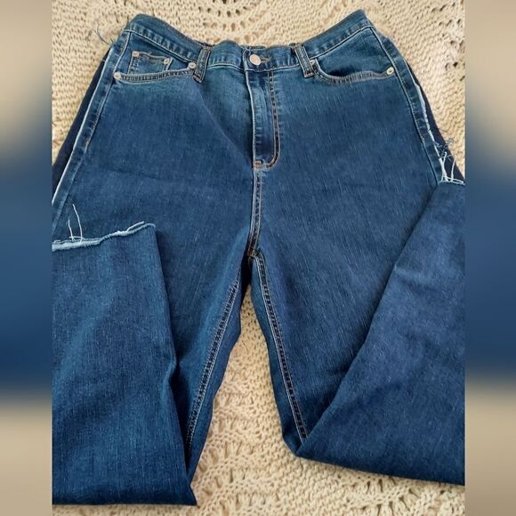 MOCI JEANS Wide Leg/High Waist Jeans Raw Edges Jeans Size L - Picture 1 of 13